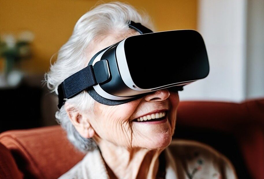 Senior w goglach VR